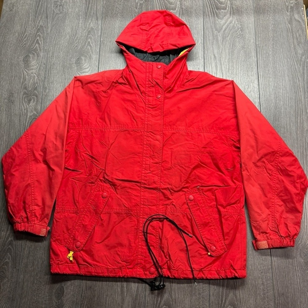 Vintage Eddie Bauer Red Goretex Style Hooded Mountain Parka Jacket Mens Medium